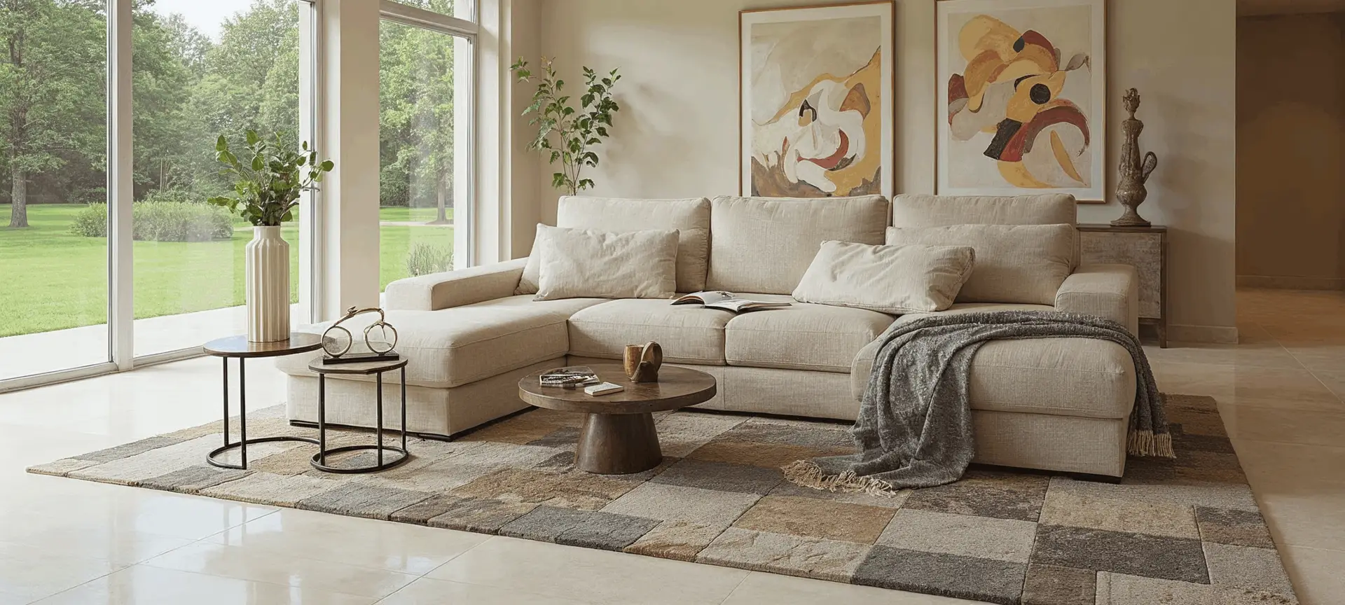Bright living room with a Bizzarto corner sofa