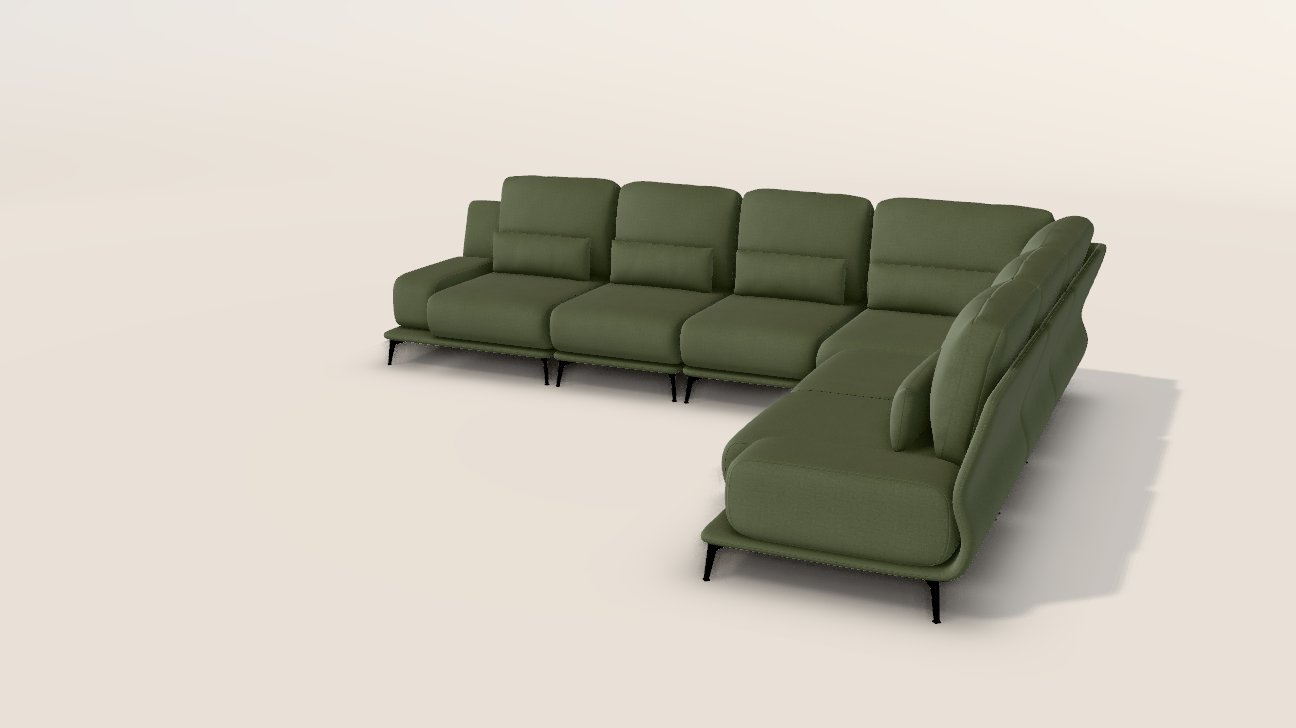 Bizzarto Acapulco hoekbank in 3D, in de stof Seattle Green 17